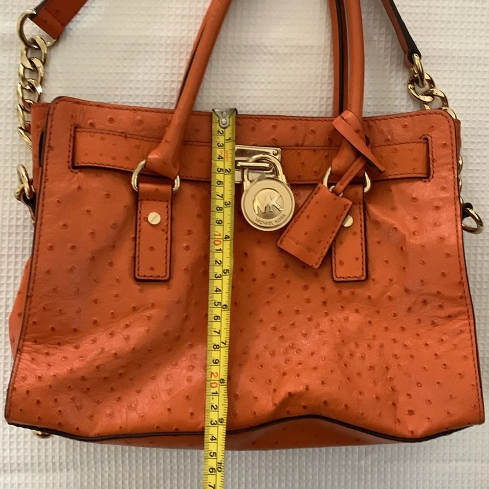 Michael Kors Hamilton orange color satchel leather handbag